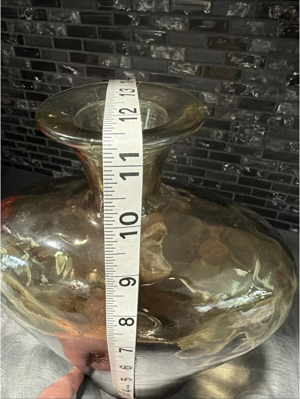 1980s Large Vidros Miguel Recycled Art Glass Decanter, Amber, Spain